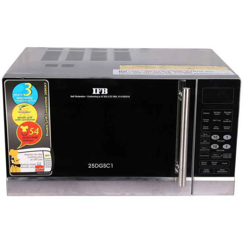 IFB 25 Litre Metallic Silver Double Grill Convection Microwave Oven, 25DGSC1
