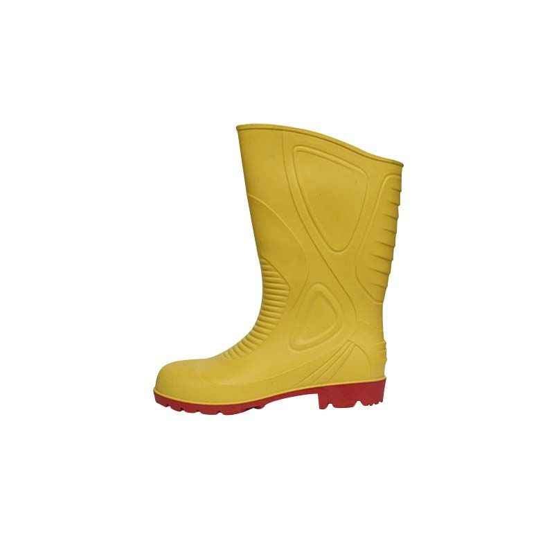 Fortune Forever 13 Inch Yellow & Red Steel Toe Safety Gumboots, Size: 8 (Pack of 5)