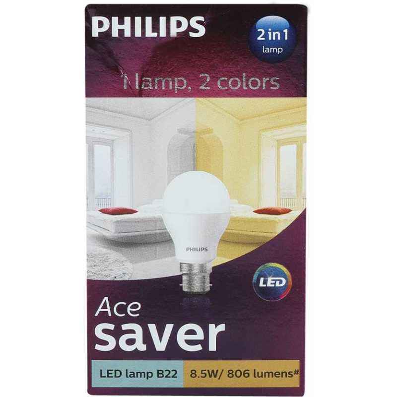 Philips 8.5W B-22 2-in-1 LED Bulbs, A55 (Pack of 2)