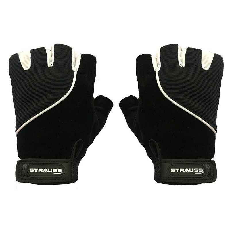 Strauss Black Sporty Cycling & Gym Gloves, Size: M