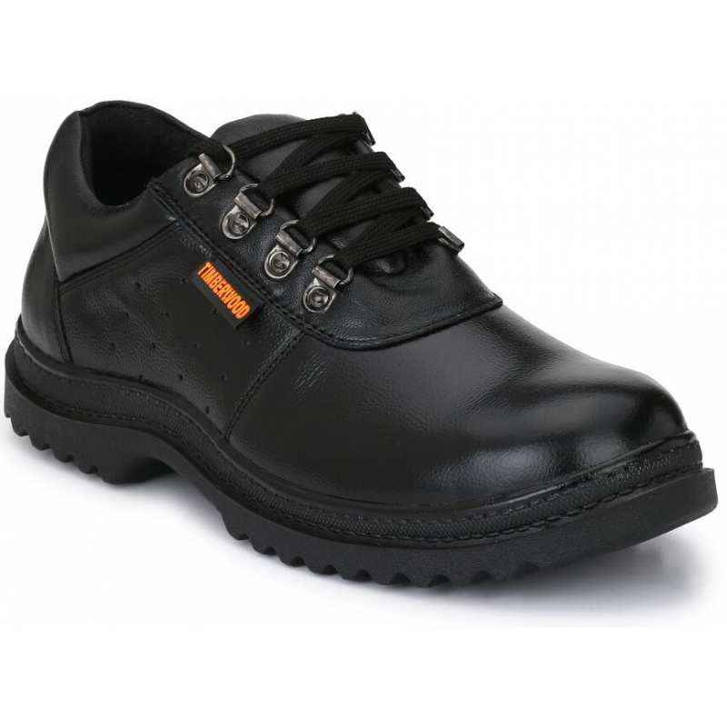 Timberwood TW12 Genuine Leather Steel Toe Black Work Safety Shoes, Size: 7