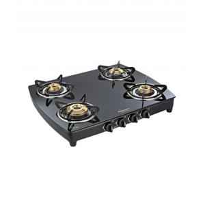 Sunflame Crystal Plus Black 4 Burner Manual Gas Stove