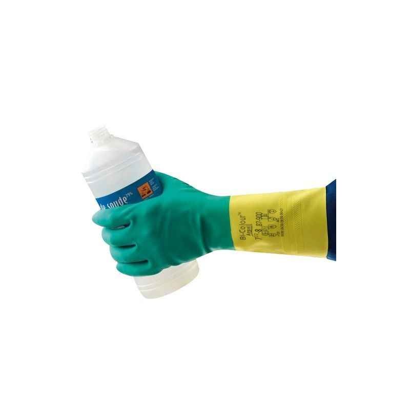 Ansell Bi-Colour Latex Neoprene Safety Gloves, HNPAN-87-9009, Size: 9 Inch (Pack of 20)