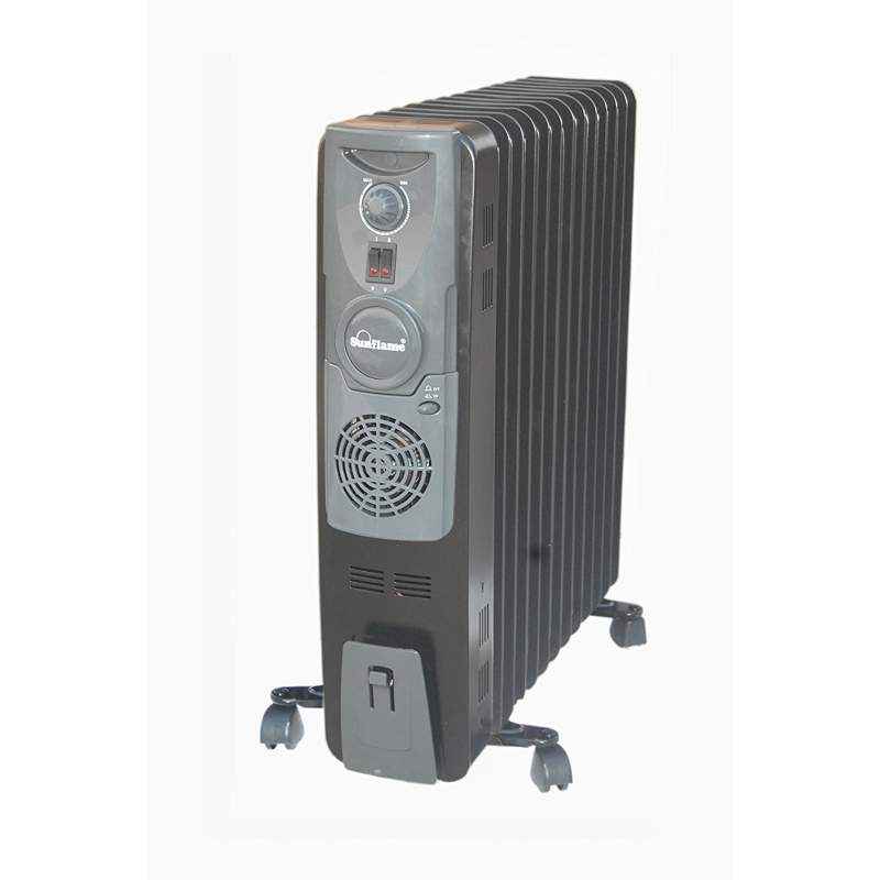 Sunflame 9 Fin Oil Filled Radiator Heater With Fan, Colour: Black