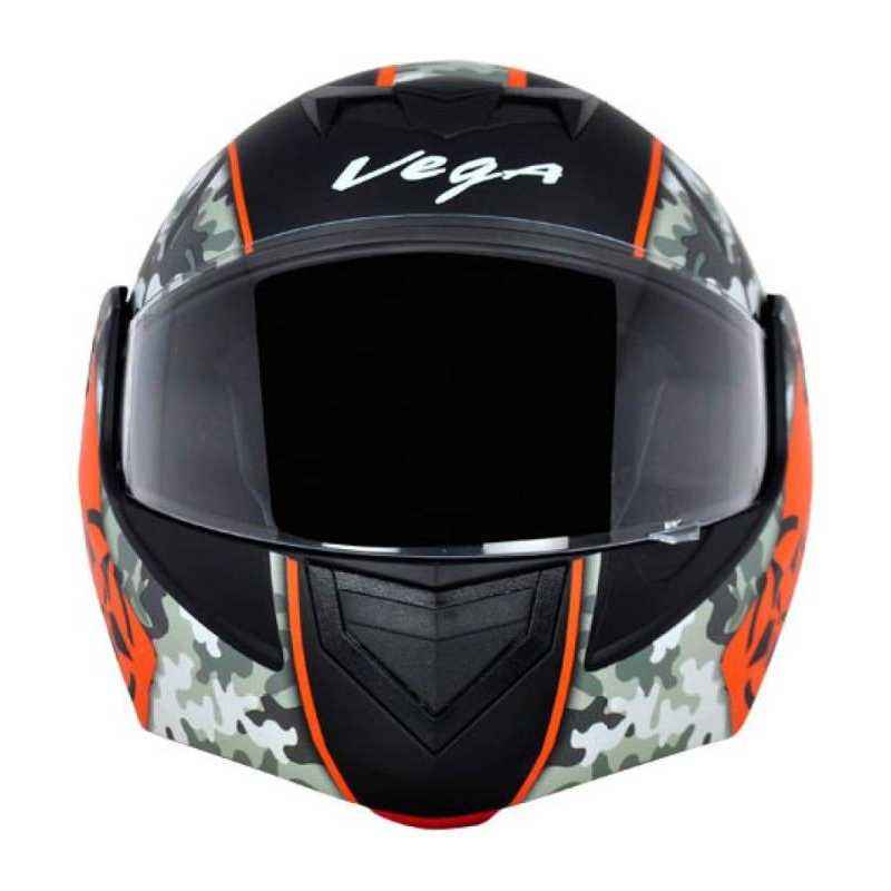 Vega Cruc Cemo Crux Dull Black Orange Full Face Helmet, Size (Medium, 580 mm)