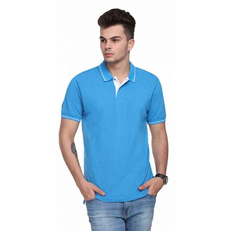 Ruggers Aqua Blue Collared T-shirt with White Tipping, Size: L