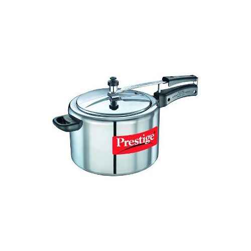 Prestige 10-Liter Deluxe Alpha Induction Base Stainless Steel Pressure  Cooker, Small, Silver 