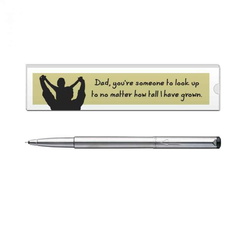Parker Vector Stainless Steel CT Roller Ball Pen with Dad Quote-6, 9000020200