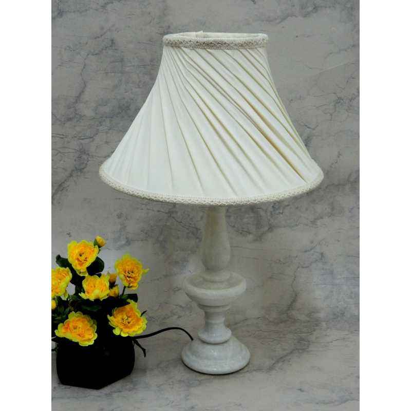 Tucasa Elegant White Marble Table Lamp with Off White Shade, LG-798