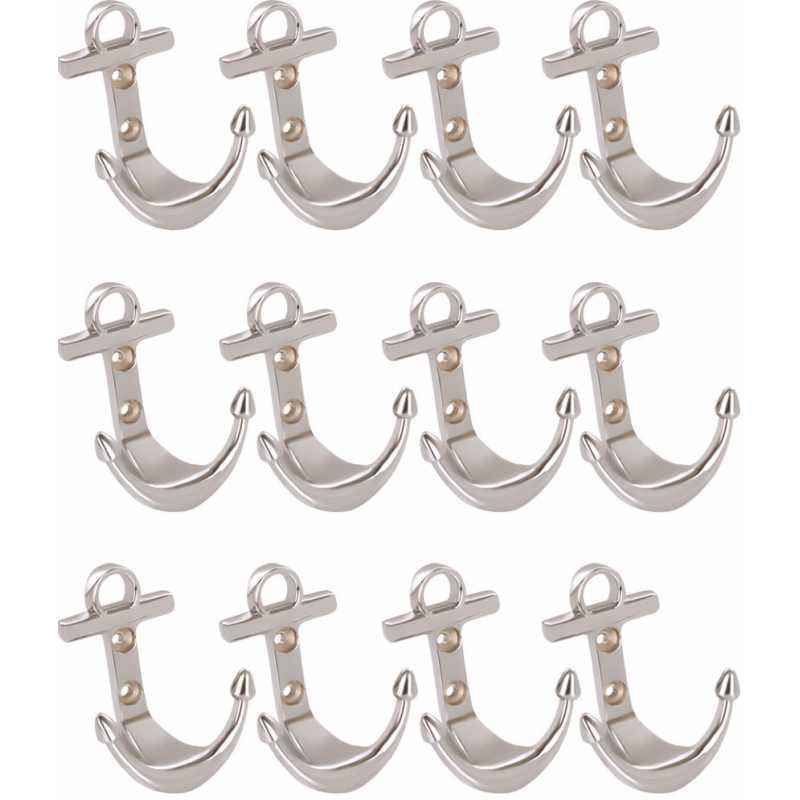Abyss ABDY-0496 Glossy Finish Stainless Steel Anchor Design Hook (Pack of 12)