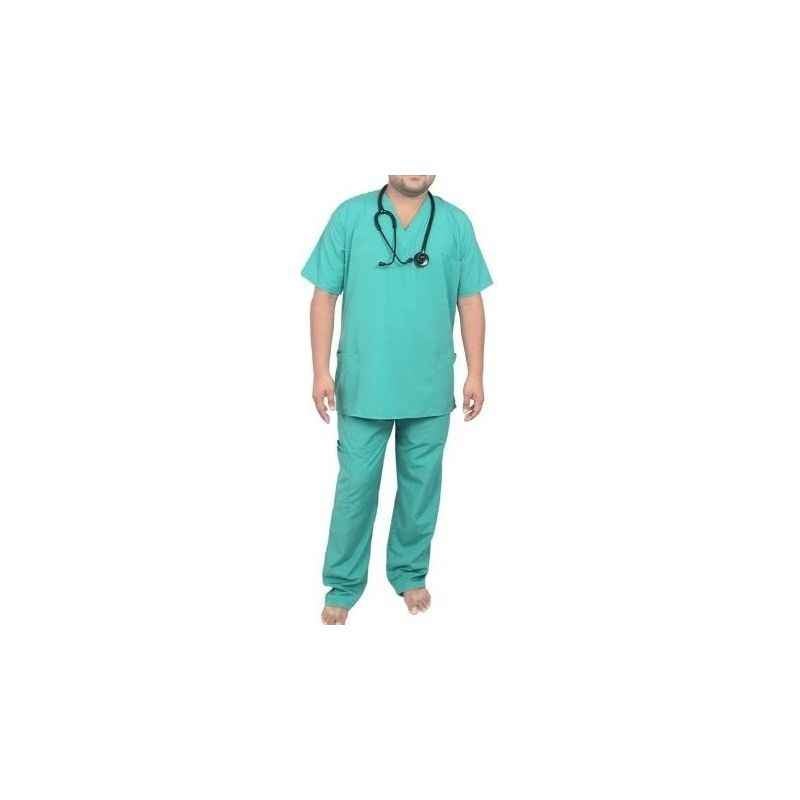 Vittico 85030 Green V-Neck Cotton Mix Delux Scrub Suit, Size: XL