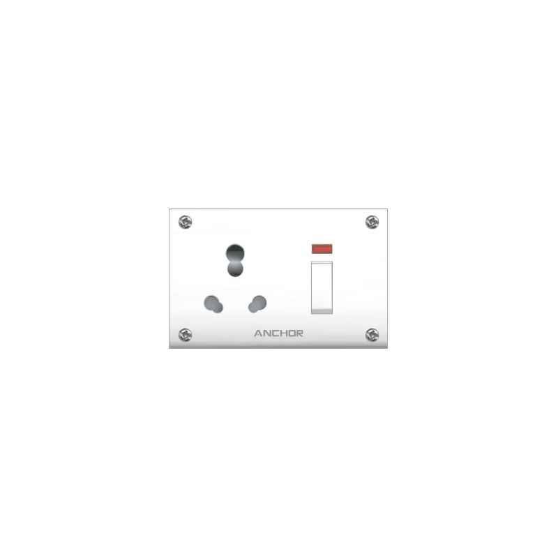 Anchor Penta 20A/10A Ivory Uni Switch Socket Neon Combined Unit with 4 Fixing Holes, 4282