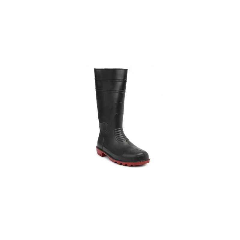 Mangla Plastic Goldyear Steel Toe Black & Red Safety Work Gumboots, Size: 6