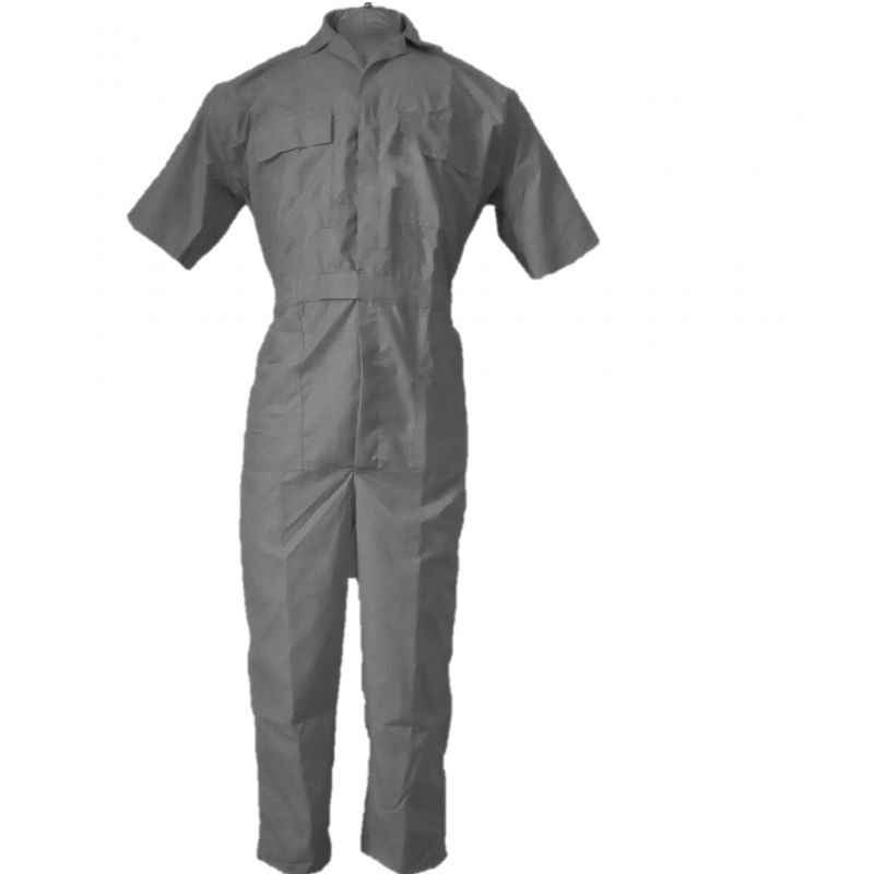 Ishan Grey Poly Cotton Half Sleeve Fabric Boiler Suit, 5403, Size: XL
