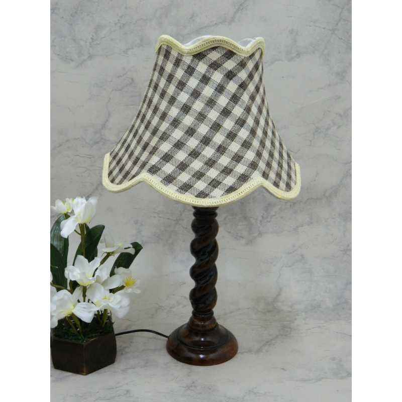 Tucasa Elegant Wooden Table Lamp with Check Jute Shade, LG-803