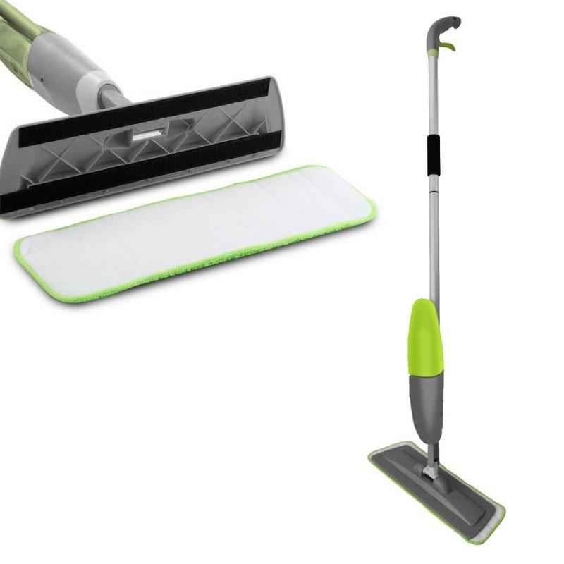 Kawachi Floor Mop with Integrated Water Spray Removable Washable Cleaning Microfiber Pad