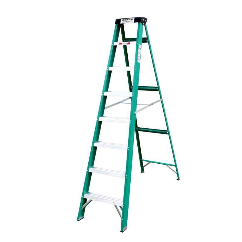 Youngman 8 Step 110kg Capacity Fiberglass Green Shockproof Ladder