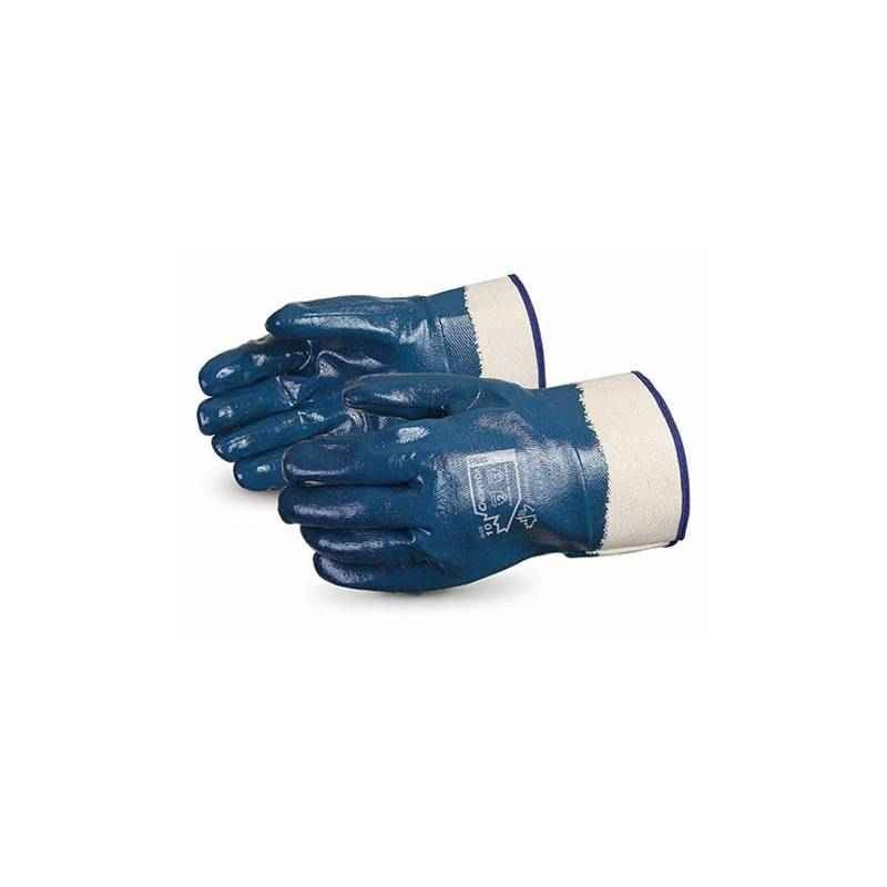 Ufo 120g Heavy Duty Full dripped Palm Nitrile Coated Blue Safety Gloves, Size: XL