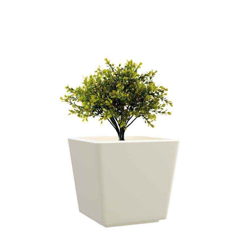 Yuccabe Italia 7 Inch Square Pleasant White Hybrid Polymer Planter, YUCCABE-GK070707