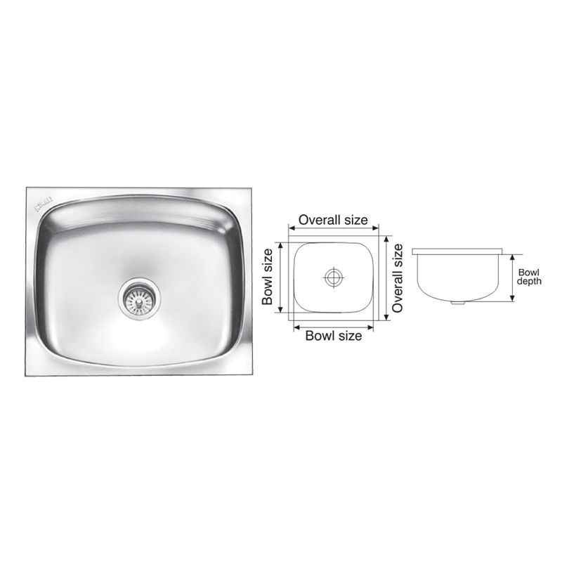 Nirali Glister Glossy Finish Kitchen Sink, Size: 585x485 mm