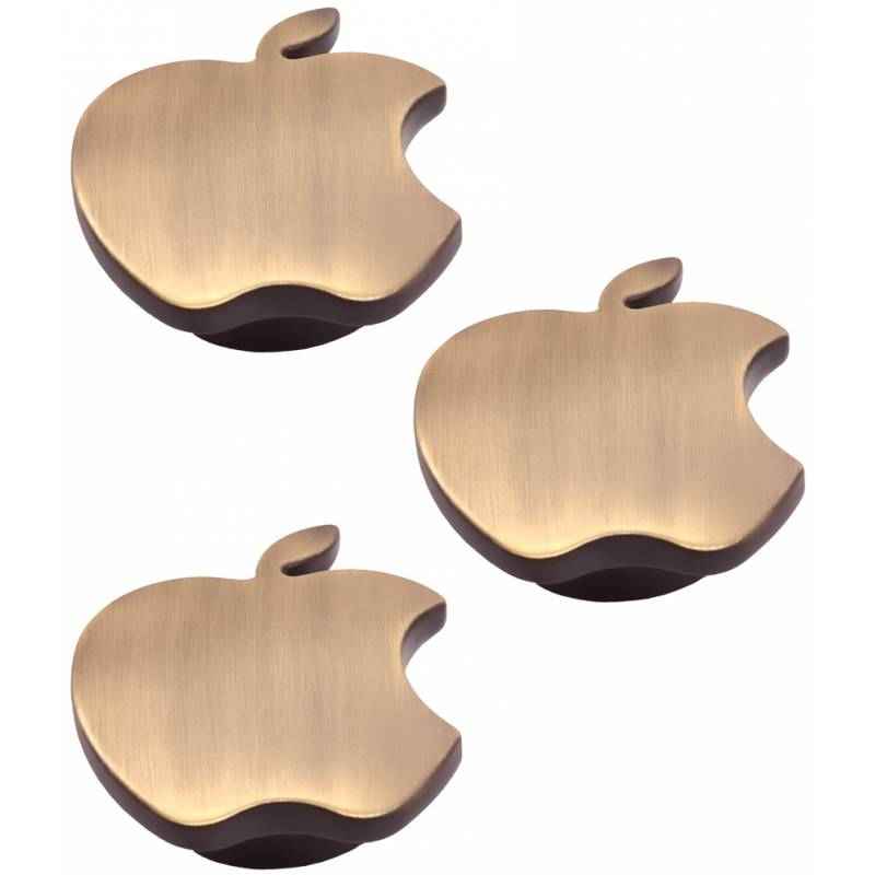 Abyss ABDY-1200 Brass Finish Stainless Steel Antique Cabinet Apple Shape Knob (Pack of 3)