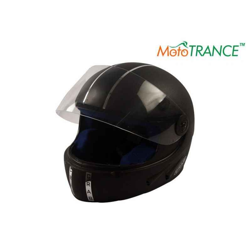 Mototrance Matte Black Crab Chrome Strip Full Face Helmet