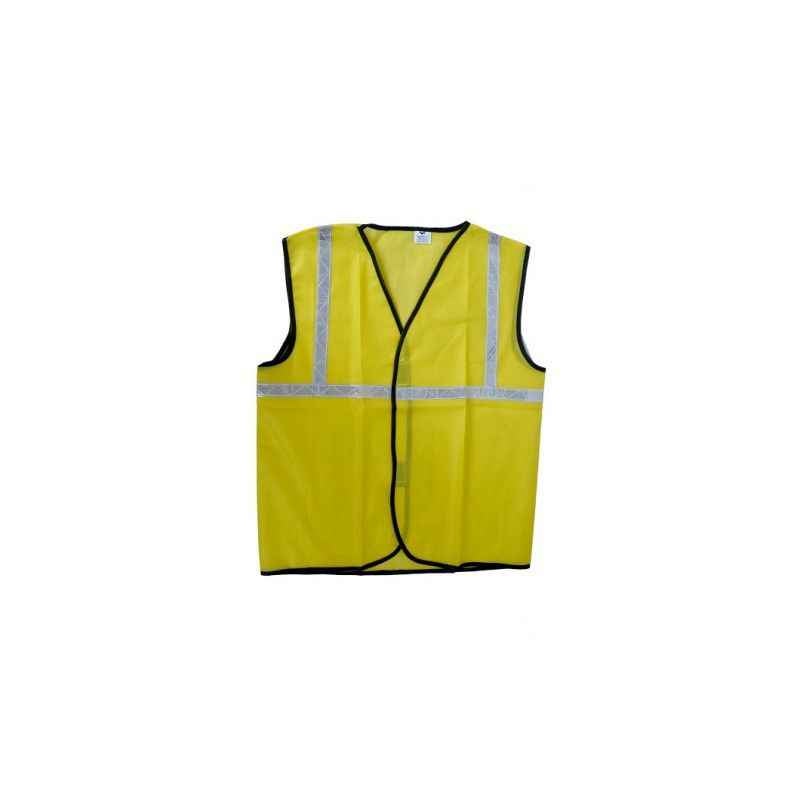 Ufo Yellow Safety Jacket with 1 Inch Reflective Tape, Size: L
