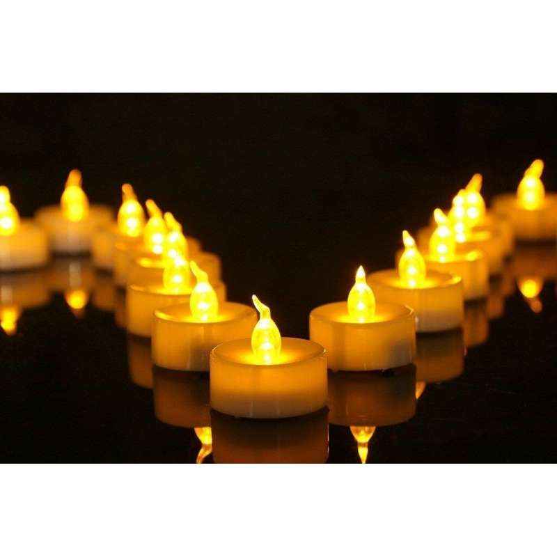 Riflection Diwali Yellow Candle Lights (Pack of 12)