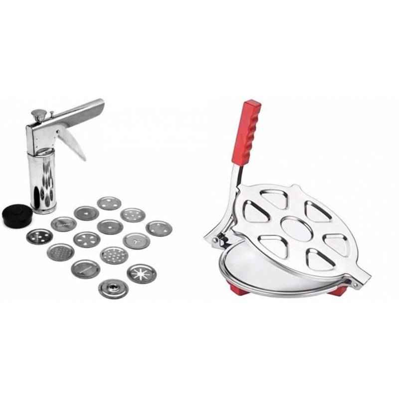 SM Combo of Stainless Steel Kitchen Press & Poori Maker