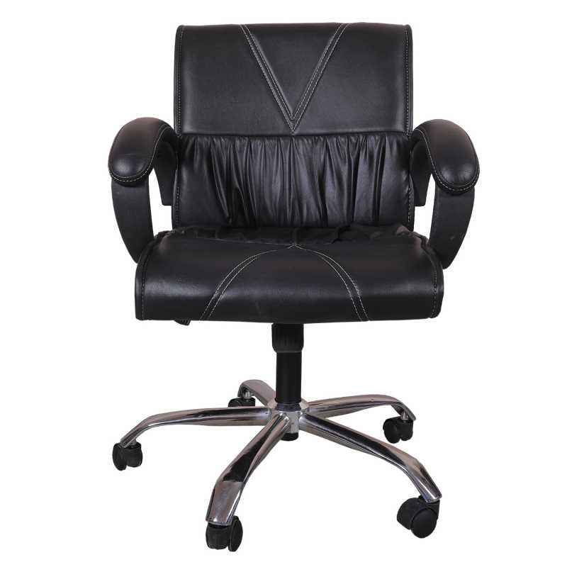 High Living Black Leatherette Medium Back Office Chair, HL_07