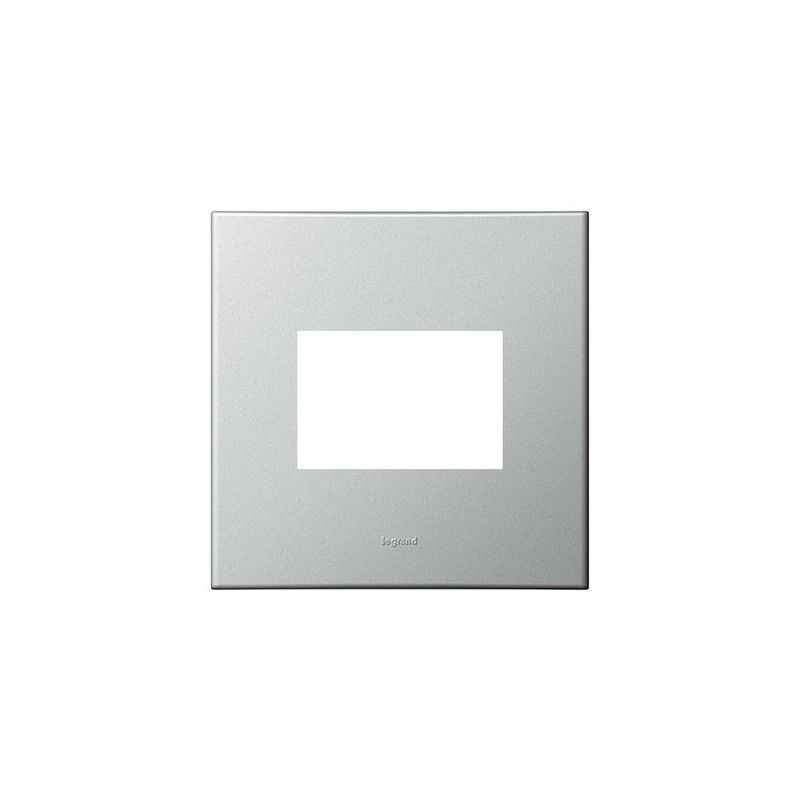 Legrand Arteor 3 Module Pearl Aluminium Square Cover Plate With Frame, 5757 21 (Pack of 10)