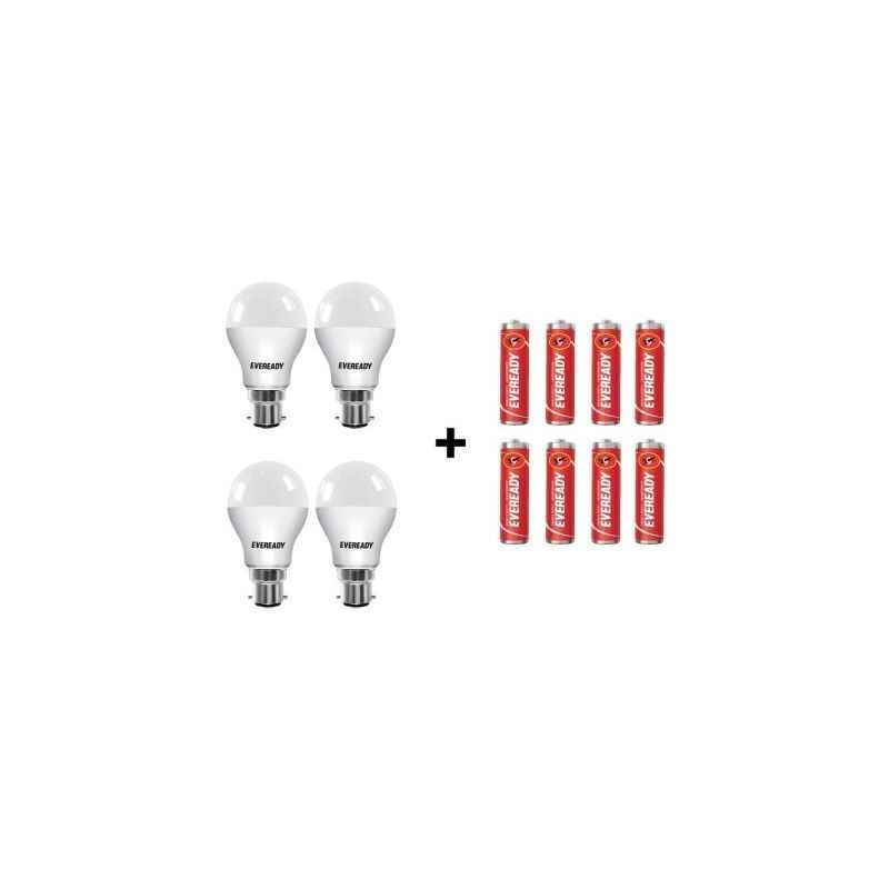 Eveready 9W Cool Day Light Bulbs With Free 8 AA Batteries (Pack of 4)