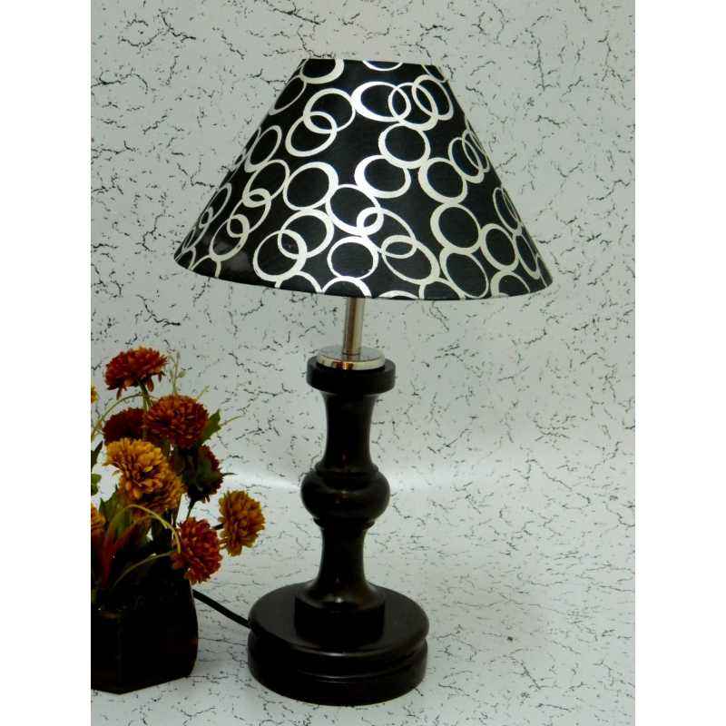 Tucasa Fabulous Wooden Table Lamp with Black Circle Shade, LG-1057