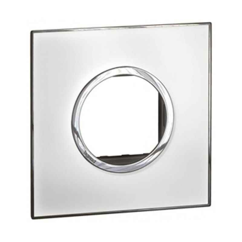 Legrand Arteor 2 Module Mirror Finish White Round Cover Plate With Frame, 5759 04
