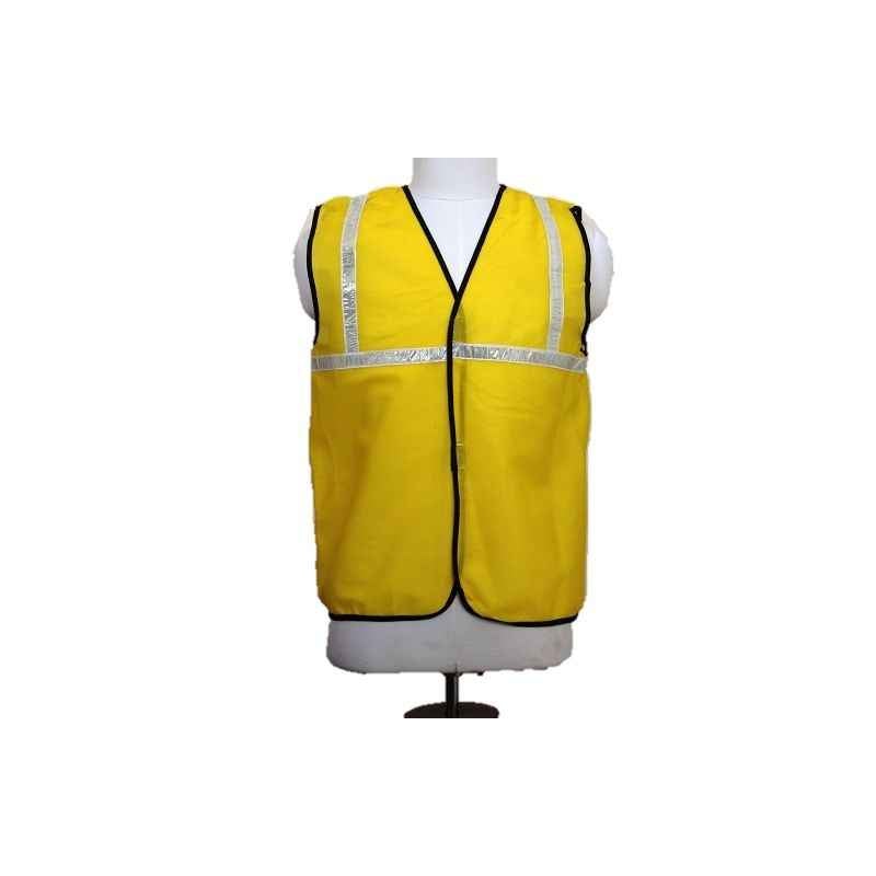 Nova Safe 2 Inch Yellow Net Reflective Safety Jacket, Thickness: 65 GSM
