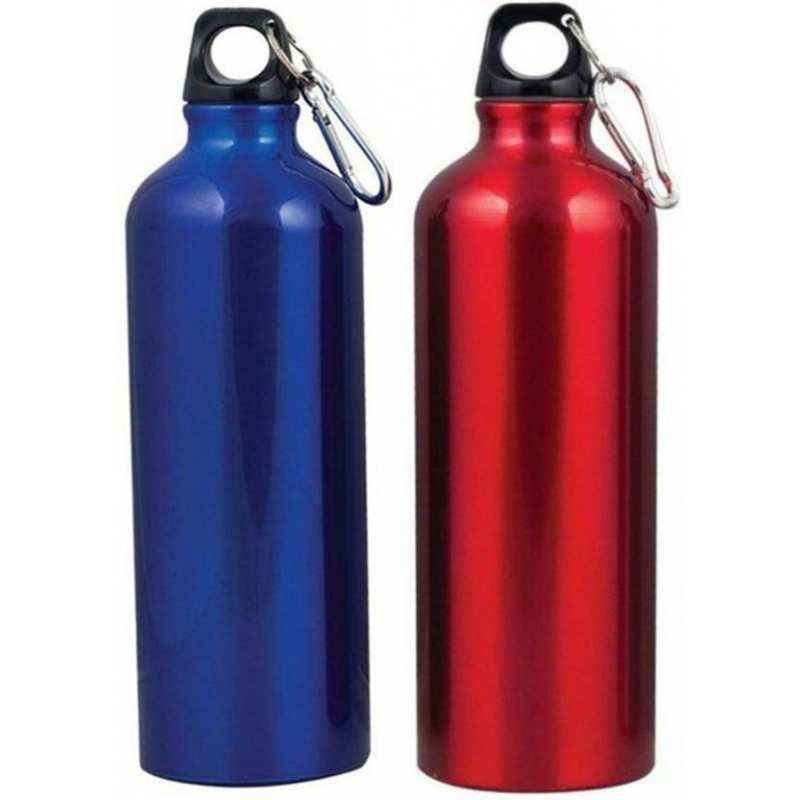 Blessed 500ml Aluminum Red & Blue Sports Water Bottle with Carabiner (Pack of 2)