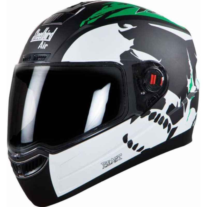 Steelbird SBA-1 Matt Black And Green Full Face Helmet, Size (Medium, 580 mm)