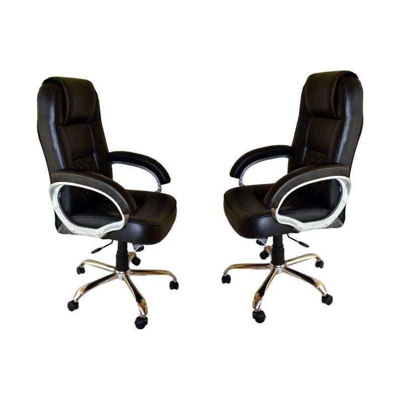 Mezonite High Back Leatherette Black General Purpose Office Chair (Pack of 2)