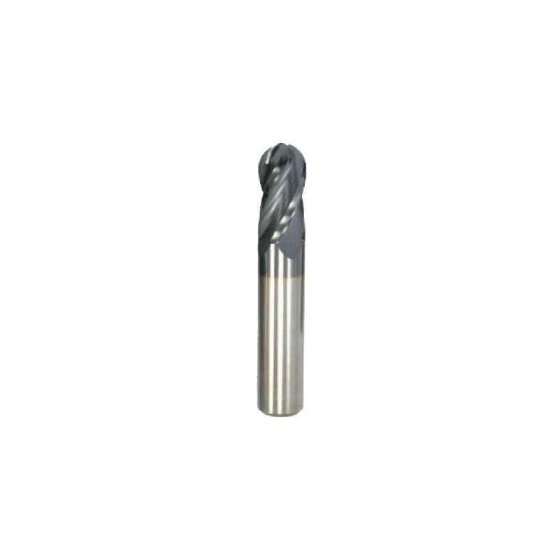 Miranda 4mm 4 Flute Ball Nose Tialn Coated Solid Carbide End Mill, overall length: 50 mm
