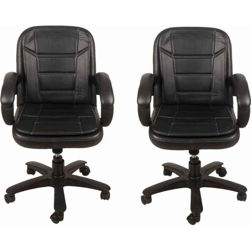 Mezonite Medium Back Leatherette Black Office Executive Chair (Pack of 2)
