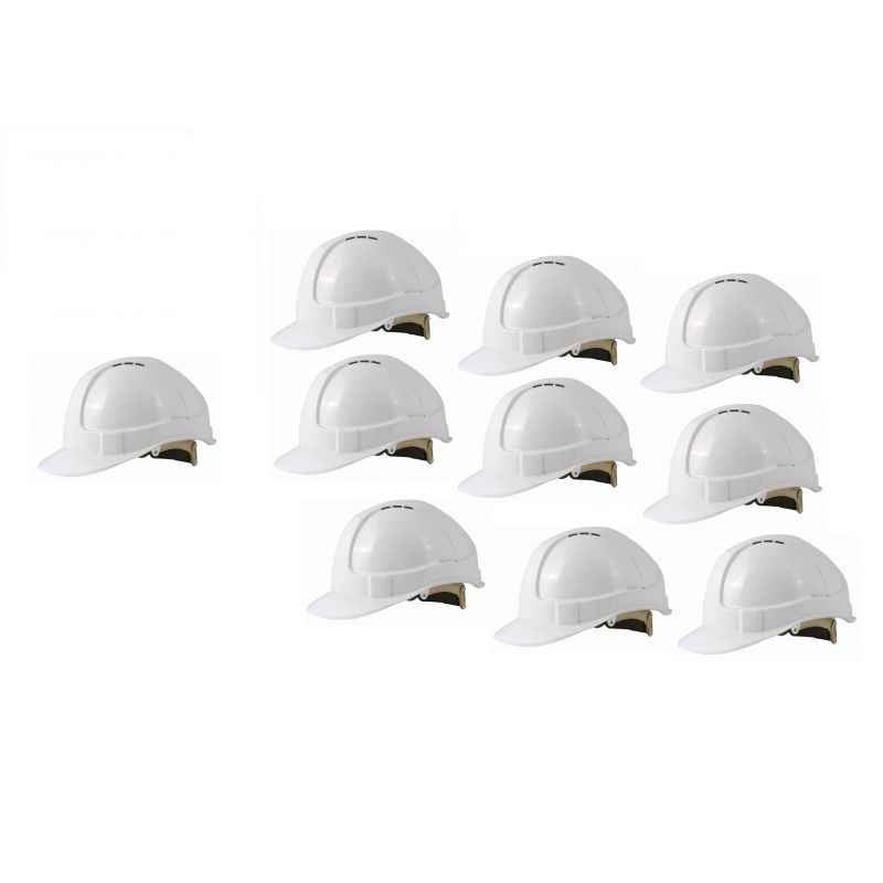 Asian Loto Nape Strap White Safety Helmets, ALC-SHNS-W (Pack of 10)