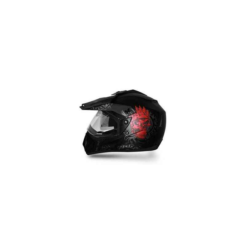 Vega Off Road Ranger Motorsports Dull Black Red Helmet, Size (Large, 600 mm)