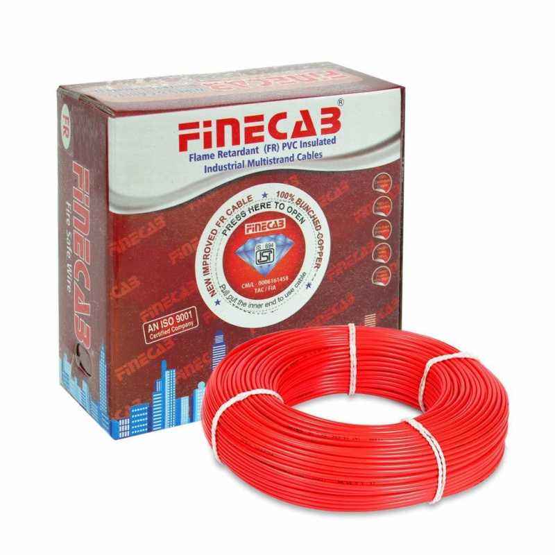 Finecab 1.5 Sq mm Red PVC Insulated Single Core FR Wire, Length: 90 m