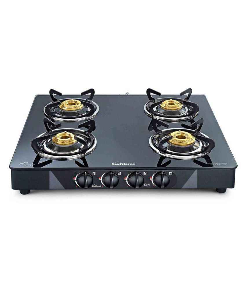 sunflame euro 4 burner glass top