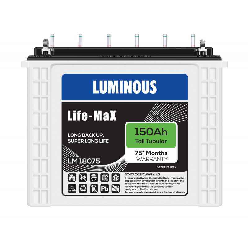 Buy Luminous LIFE MAX - LM 18075 150Ah Tubular Battery Online At Price  ₹18779