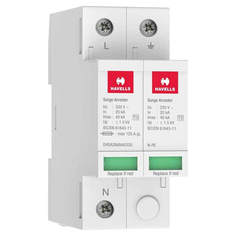 Havells 2 Type Single Pole & Neutral AC Surge Protection Devices, DHSA2NAN40320