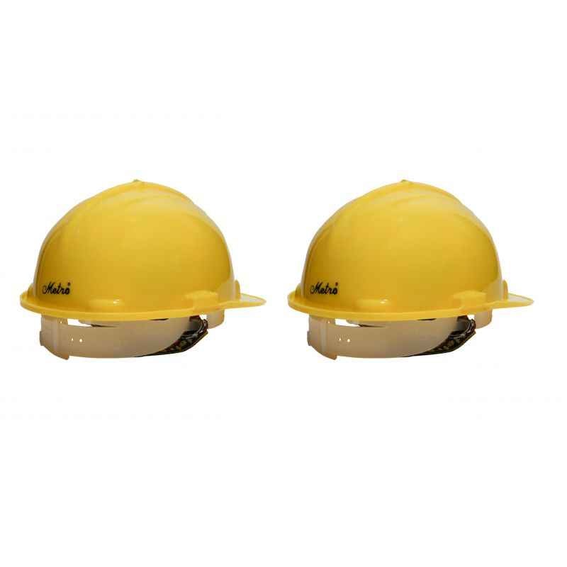 Metro HDPE Nape Type Safety Yellow Helmet (Pack of 2)
