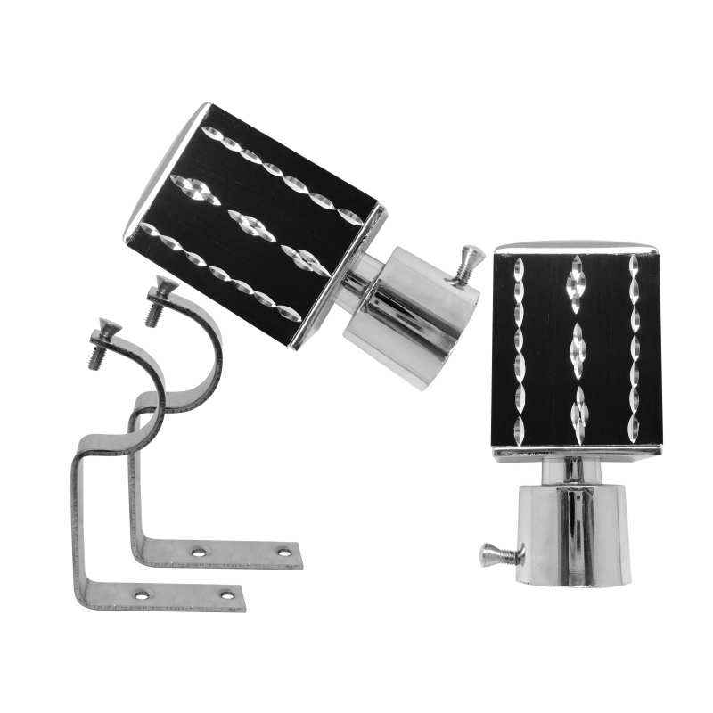Smart Shophar 28mm Zinc Black Silver Finial Numa Curtain Bracket Set, 64820-ZCB-BS