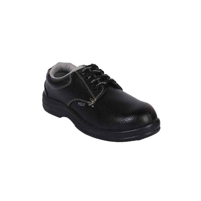 Polo Steel Toe Black Work Safety Shoes, Size: 8