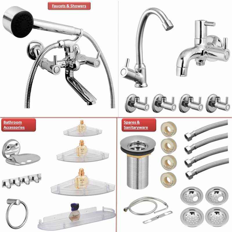 Kamal Dixy Collection Bathroom Premium Combo Set with Hand Shower & Free Tap Cleaner, DXY-2201